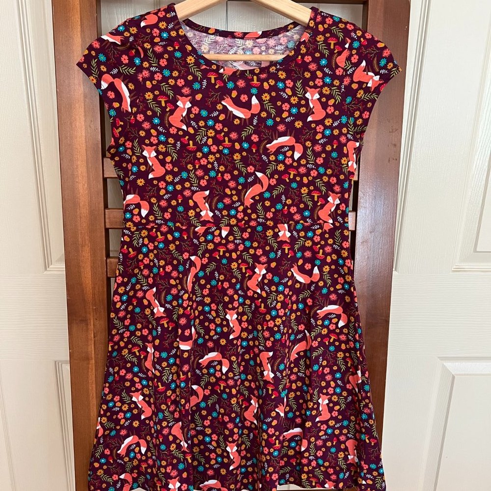 Play dress with fall fox pattern
